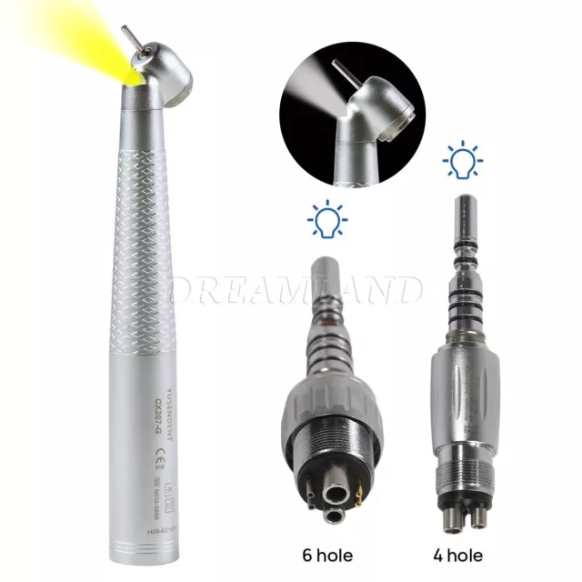 Dental 45 Degree Surgical High Speed Fiber Optic Handpiece Coupler 4/6H Fit kavo