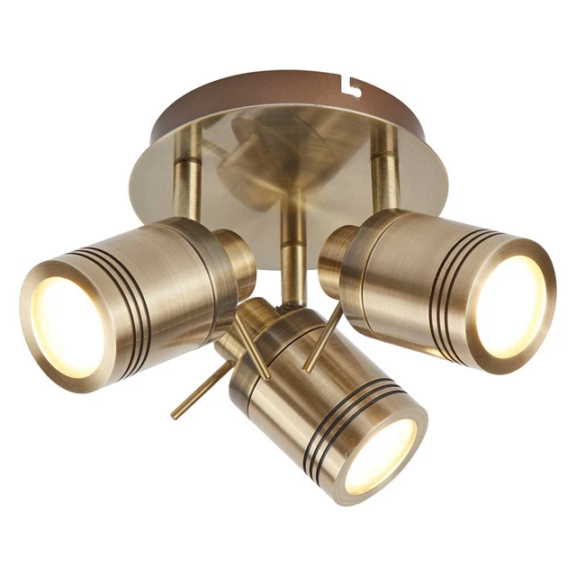 3 Lights LED Antique Brass Finish Bathroom Spot Light Ceiling Fitting Spotlight