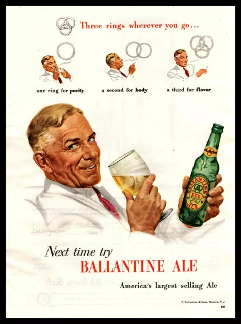 1947 Next Time Try Ballantine Ale Newark New Jersey J. W. Wilkinson Art Print Ad