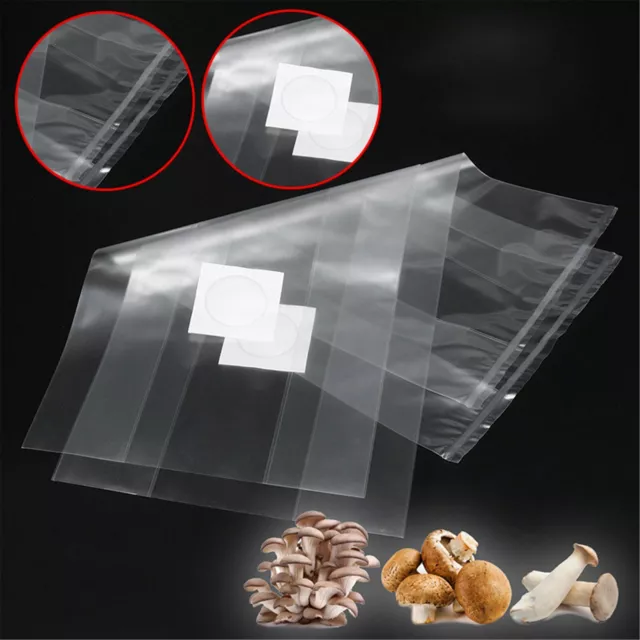 50PCS Mushroom Grains Spawn Grow Bag 250x500mm Substrate High Temp Pre Sealable 3