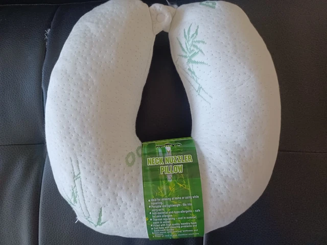 Bamboo Travel Neck Pillow, Portable and Lightweight, Machine Washable.
