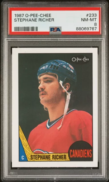 1987/88 O-Pee-Chee OPC Hockey #233 Stephane Richer Rookie Card RC PSA 8