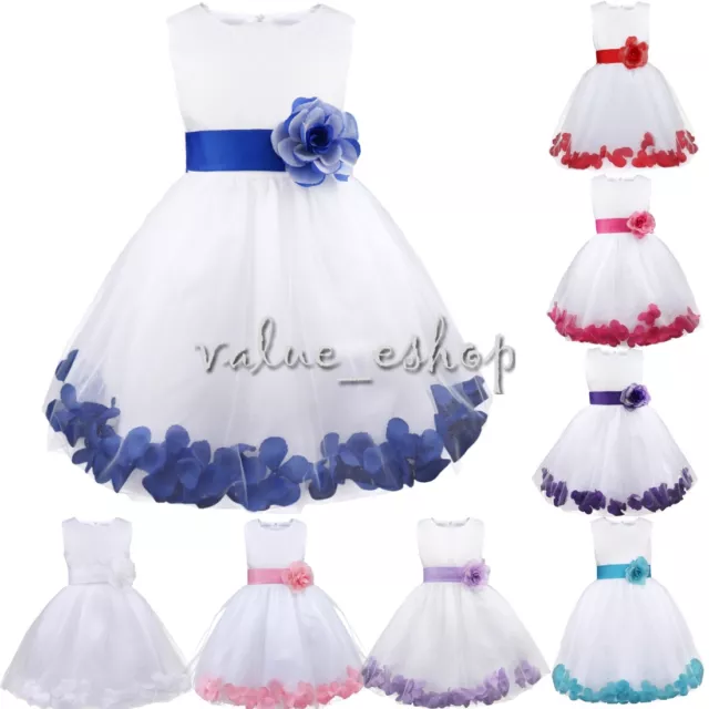 Abito da bambina petali fiore principessa damigella d'onore comunione matrimonio abito formale~