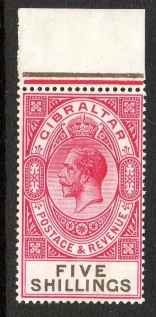 GIBRALTAR GV 5/- 1925-32 Carmine Red and Black MNH SG 105