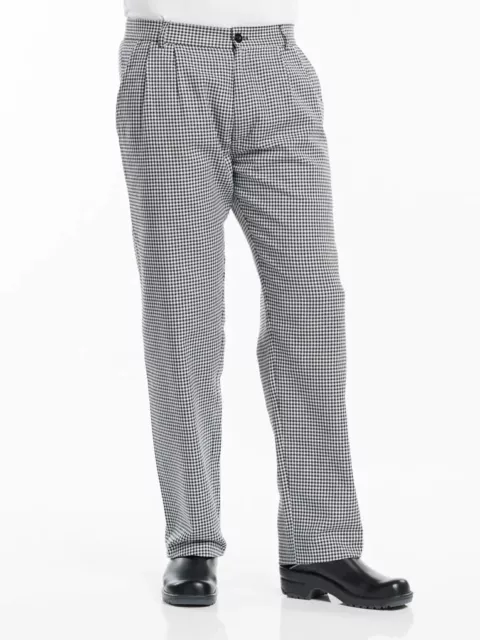 Chaud Devant Chefhose Hose Pepita schwarz Größe L EU 52 UK 36 Zoll Taille Neu