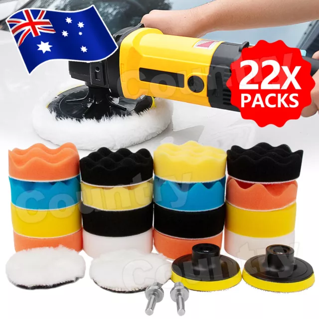 22pcs 3" Buffing Polishing Car Polisher Drill Sponge Pads Kit Waxing Set New