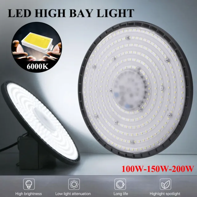 UFO LED Hallenbeleuchtung Industrielampe High bay Hallenstrahler Lampe 100-200W