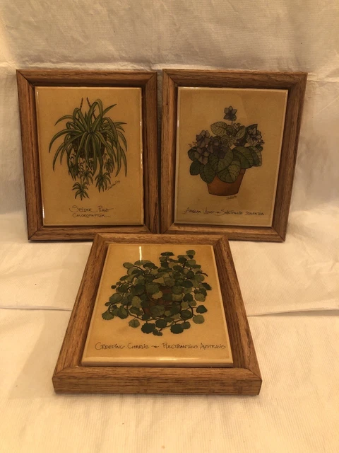 Set of 3 Vintage Framed Tiles by Dandeleau 1975/1976 Kimberly Enterprises