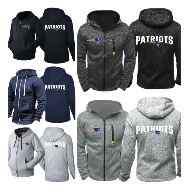New England Patriots Hoodie Football Zip Up Hooded Coat Fleece Sports Sweatshirt