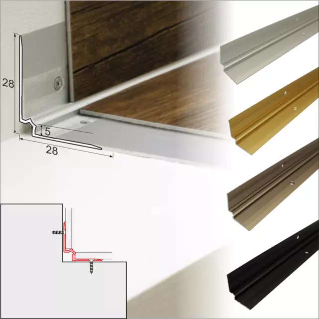 90 cm // 35.49'' 3 mm LVT OUTER CORNER VINYL FLOORING STAIR  NOSING EDGE PROFILE