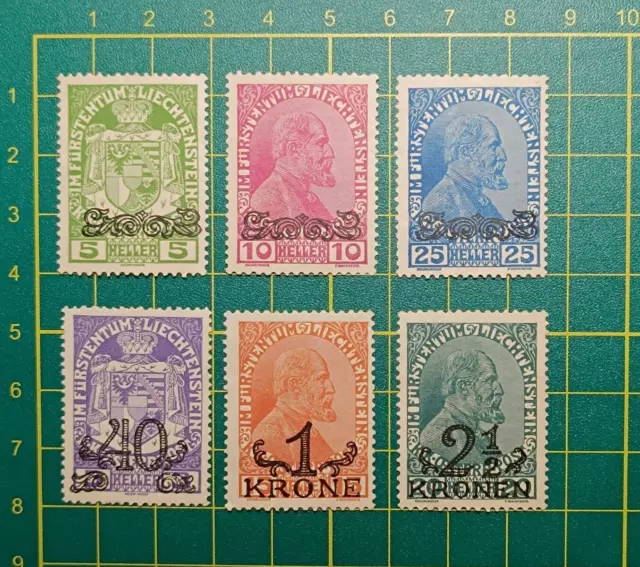 1920 Liechtenstein Stamps, Nation. Admin. of Post with overprint, set of 6, MNH