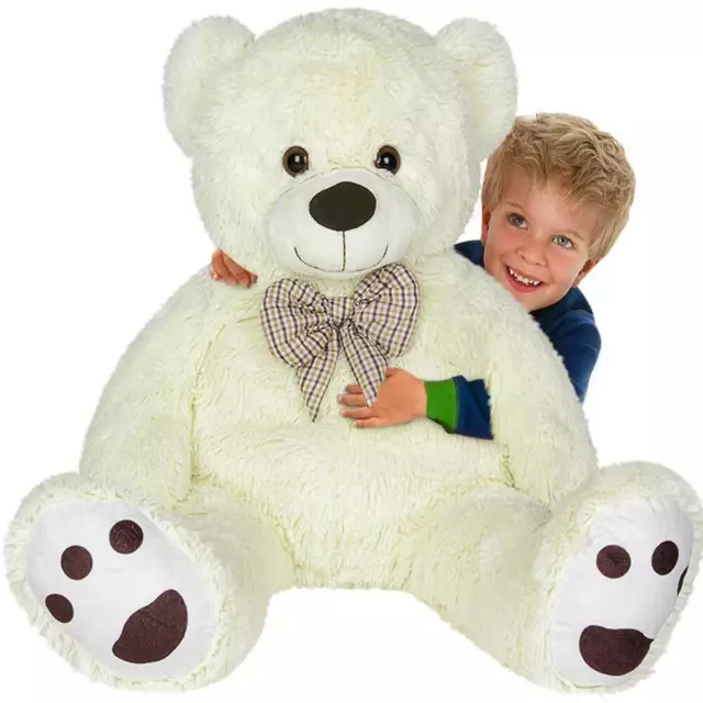 Peluche Orso Gigante XXL Alto 150cm Pupazzo Bambini Orsacchiotto Morbido Crema 2