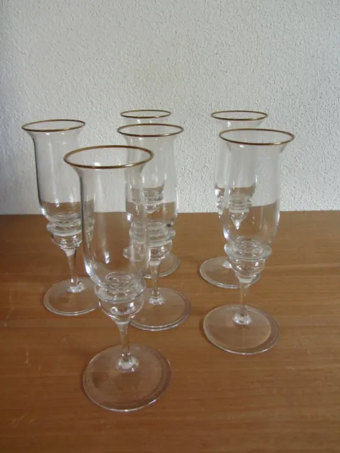 6 x PEILL Glas Gläser Trinkglas Sektglas Champagnerglas mit Goldrand