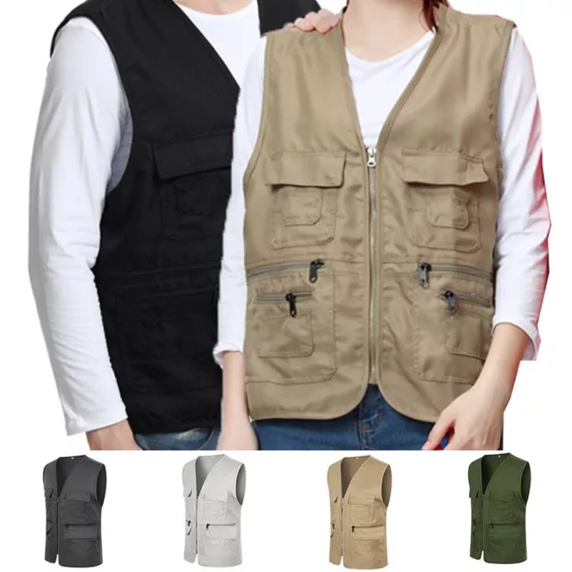 Manteaux Gilet Vestes de Travail Femmes Hommes Multi-Poches sans Manche Utility,