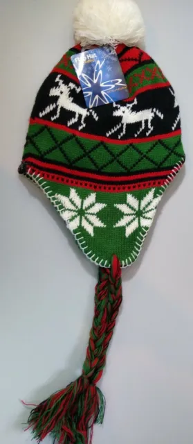 SOLARAY ADULT UNISEX One Size Fits Flap Hat Deluxe Winter Hat Green Red  Black Wh $12.49 - PicClick