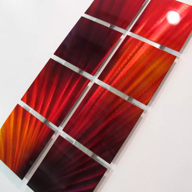 Metal Wall Art Red Painting Modern Abstract Panel Set Sculpture Home Decor