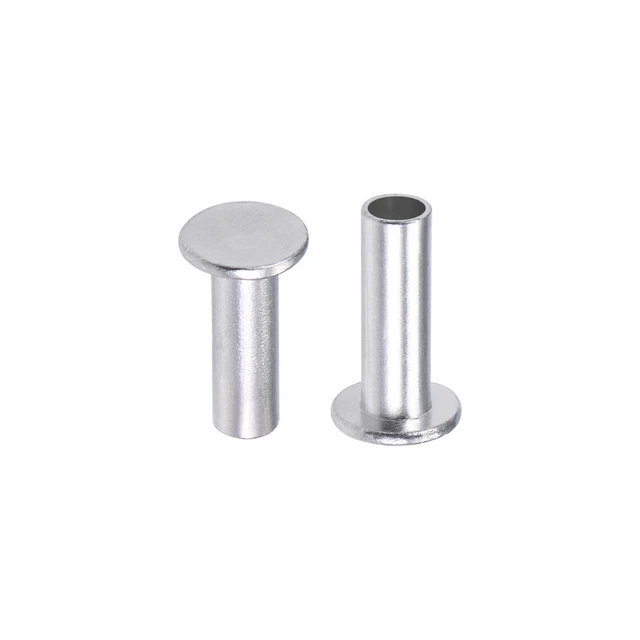 25Pcs M6x18mm Aluminium Tête plate Semi-tubulaire Rivets Argenté