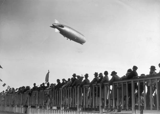 Zeppelin Airship Rides AIRSHIP THE GRAF Zeppelin circles the Tempelhof Aerodrome 1936 OLD ...