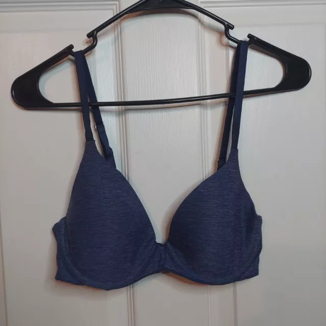 Aerie Heathered Blue Lightly Lined Underwire Bra Adjustable Straps Size 34C