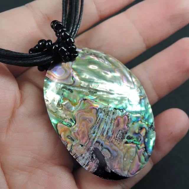 Handcrafted Oval Paua Abalone Shell Pendant Necklace SPN-34