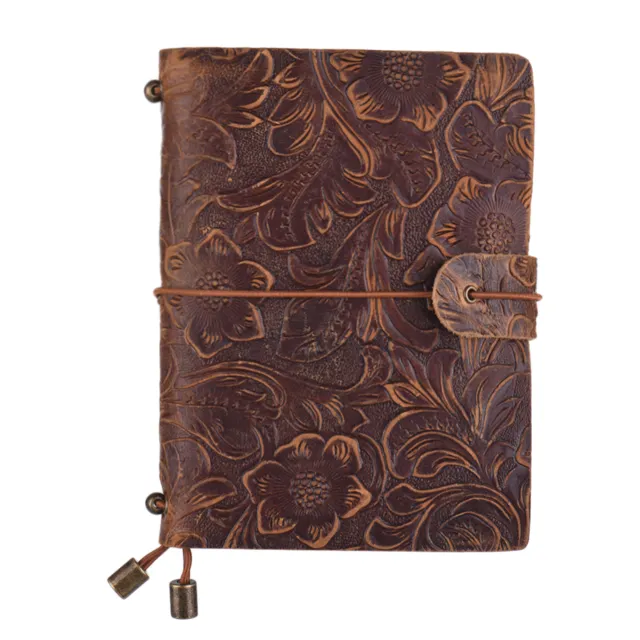 Vintage Leather Refillable Travel Journal Sketch Notebook Embossed Notepad Z9A9