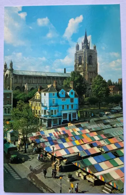 St Peter Mancroft Church and Market Place Norwich vintage postcard 1980s