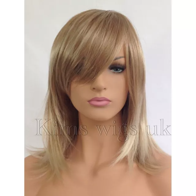 Blonde Perücke Damen Gesicht Rahmen Schulter Länge Fashion Haar Voller Kopf UK