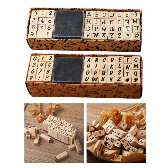 40 Stück Vintage-Holznummern-Alphabet-Buchstaben-Stempel Mehrzweck-Stempel
