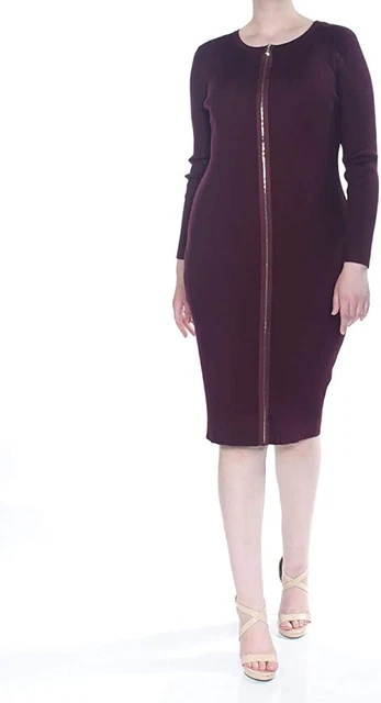 Say What? Womens Plus Size Zipper Front Dress,Wine,1X