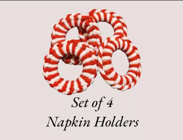 Christmas Ornaments - Handmade Macrame - Set Of 4 Napkin Rings- Free Postage