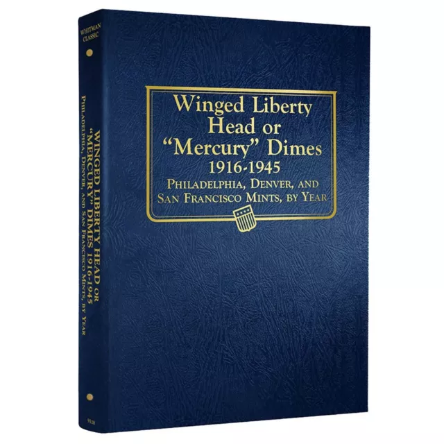 Mercury Dimes Coin Album 1916-1945 Whitman Winged Liberty Head 9118 New Free S&h