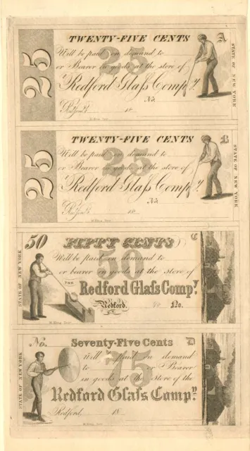 Redford Glass Co. Uncut Obsolete Sheet - Broken Bank Notes - Paper Money - US -