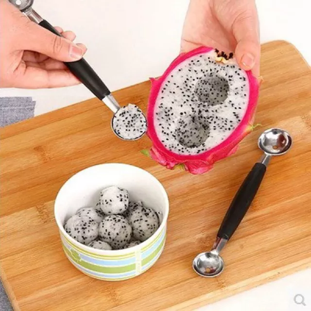 Cucchiaio da cucina in acciaio inox a doppia estremità Paletta di melone