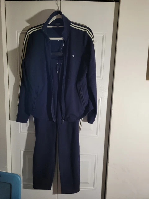 Lauren Active Ralph Lauren Track Suit Women's Large Black Logo White Stripe Suit