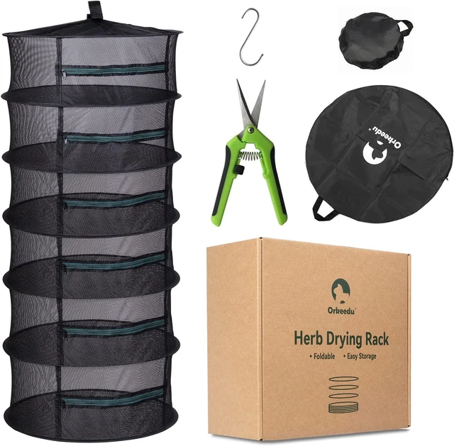 Herb Drying Rack 8 Layer Drying Net Hanging Dryer Black Mesh with Zipper