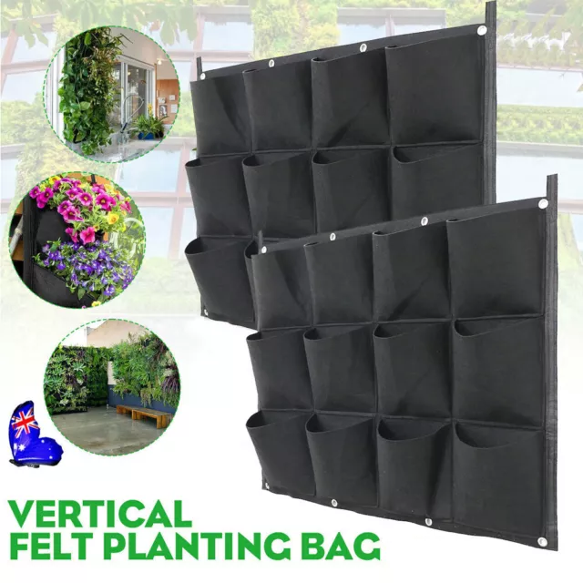 24 Pockets Planting Bag Wall Hanging Vertical Felt Planter Herb Bags Breathable