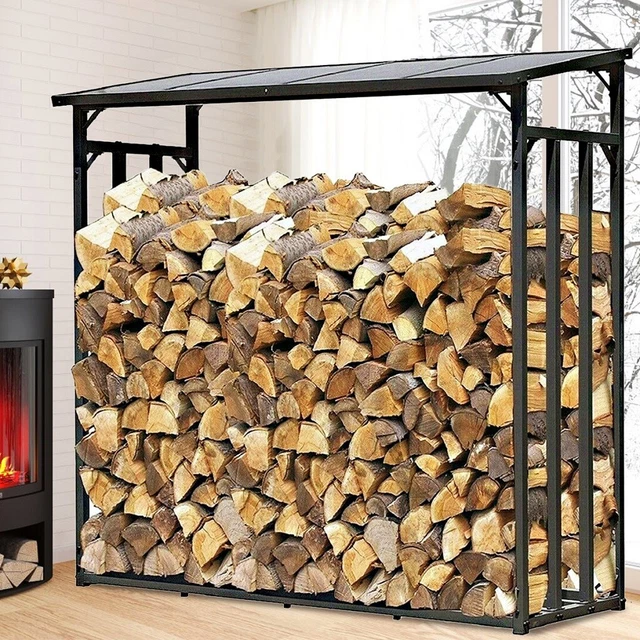 Scaffale In Metallo Per Legna Da Ardere – 65x30x68 Cm, Portata 200 Kg, Con Ruote, Smontabile, Per Camino E Stufa, Colore Antracite