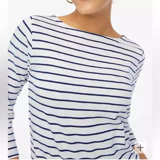 J Crew Striped Boatneck Tee Shirt White and Red Medium NWT 2