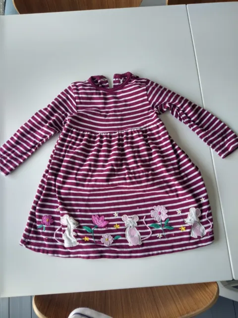 Jojo maman bebe Girls Dress White Striped Dark Purple burgundy 2-3 Year age kids