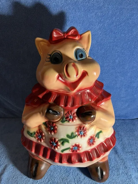JUMBO CHALKWARE PIG 22 inch PORCELAIN PIGGY BANK made in Mexico