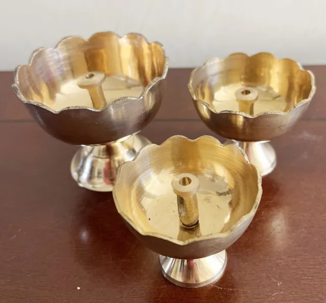 Vintage Oil Lamp Small Brass Diya Peacock Deepam 2 Layer Lamp Pooja Puja  Decor
