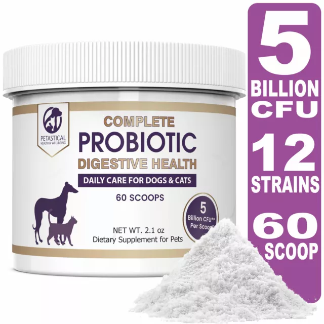 Petastical Probiotics for Dogs and Cats with 5 BILLION CFU - 60 scoop