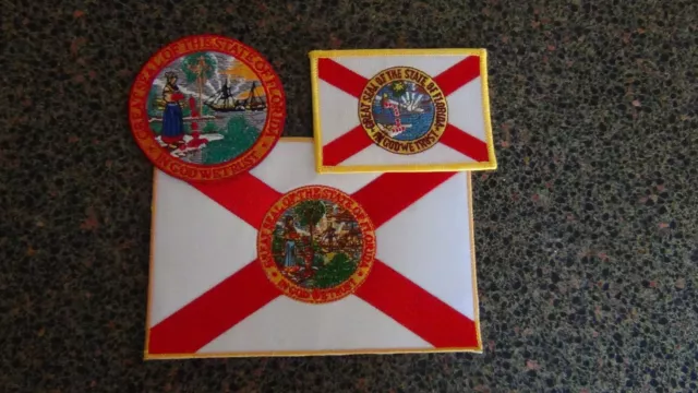 Neu Florida Flagge Aufnäher mittelgroß oder versiegelt neu voll bestickt nähen oder aufbügeln
