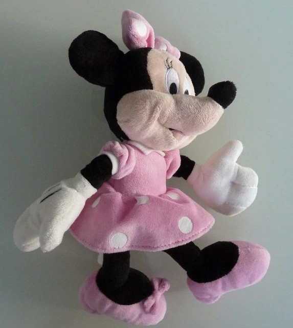 88/2. Doudou Peluche Disney Nicotoy Souris Minnie Robe Rose Pois Blanc 32 C Tbe