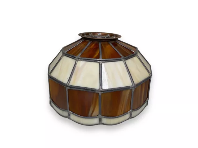 Vtg Stained Slag Glass Lamp Shade Ceiling Flush Mount Mid Century 60s 70s 4” Fit