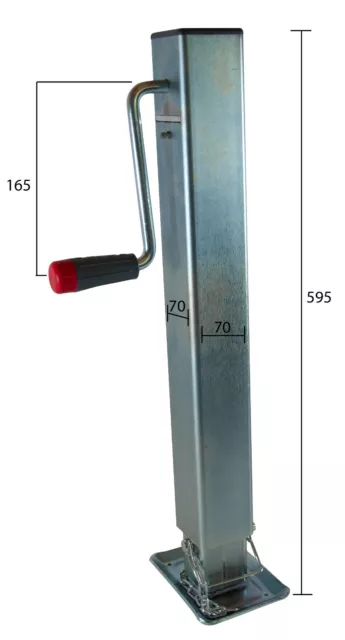 Kurbelstütze 1500 kg, verzinkt, 600 mm, Hub 370 mm