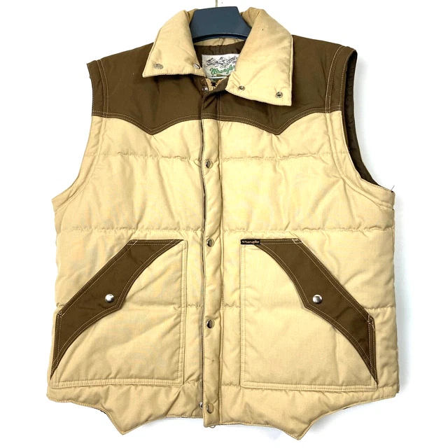 VTG Wrangler Men's 70s 80s Beige Western Puffer Vest Sz Large