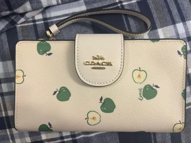 NWT COACH C4607 Tech Wallet With Apple Print 2