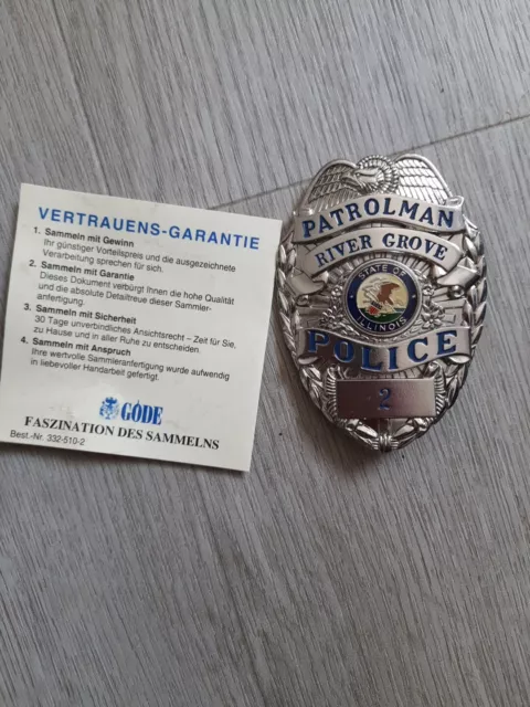Patrolman River Grove Police 2 Polizeiabzeichen aus Metall von Göde