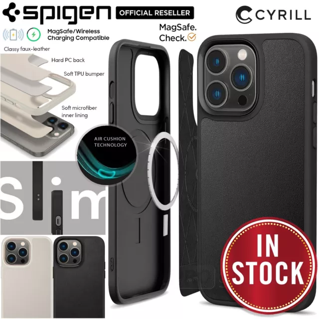 Cyrill Kajuk Mag Compatible with iPhone 15 Pro Max Case (2023), Premium Vegan Leather Case with Protective Microfiber Lining for Men Women